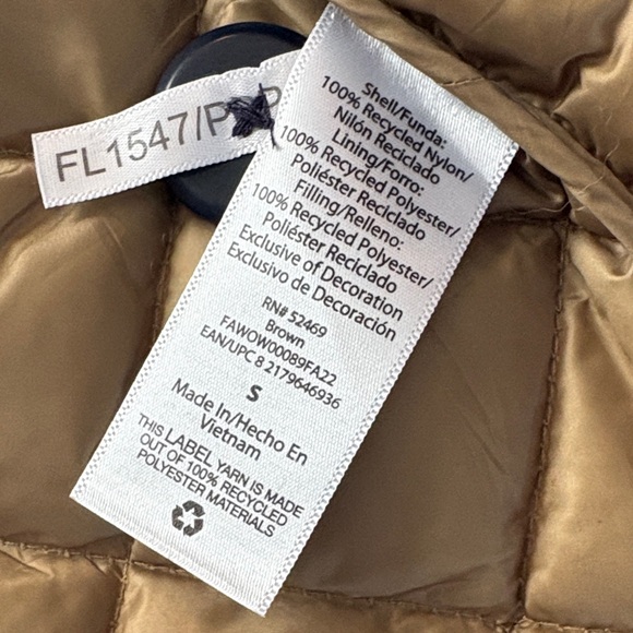 Women's Quilted Tan Jacket with Striped Pockets - Picture 9 of 10